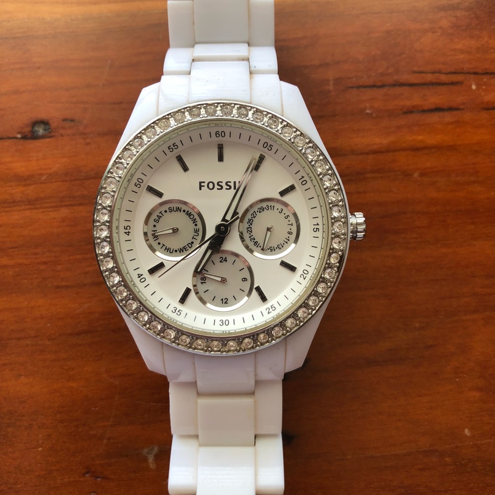 White fossil watch